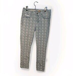 Pilcro and the Letterpress x Anthropologie Blue Floral Print Cropped Jeans 26